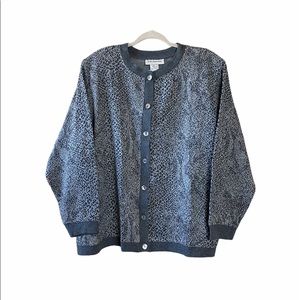 CD Daniels Grey Metallic Leopard Print button Down Cardigan Size 2X